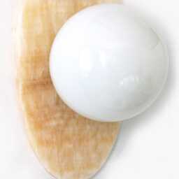 Mid-Century Modern Onyx Sconce - Opal Glass Globe Vanity Light - thumbnail 4