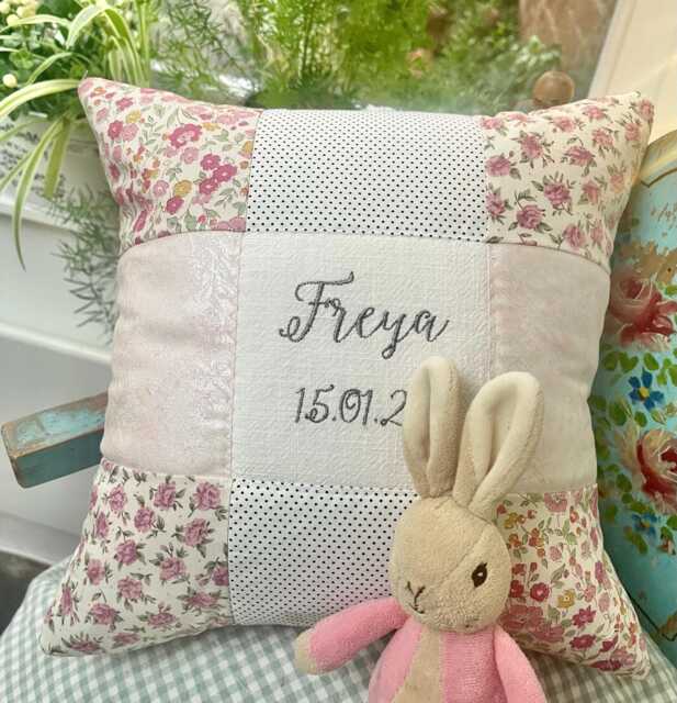 Personalised Sparkly Name Cushion Rose Gold Nursery Decor - image 1