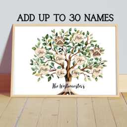 Personalised Family Tree Print, Portrait, Custom Mothers Day Gift, Grandparents - thumbnail 1