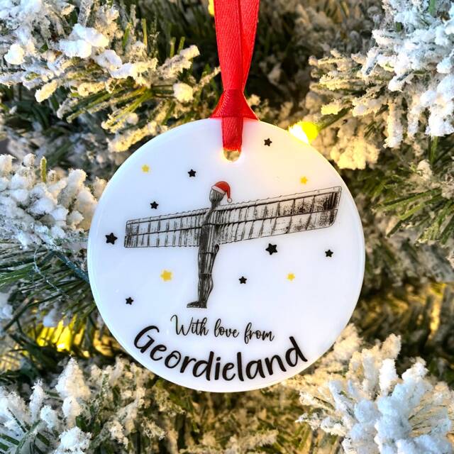 Angel Of The North Christmas Ornament, With Love From Geordieland Ceramic Xmas Tree Decoration - image 1