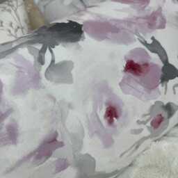 "Decorative Pink Floral Cushion Cover, Pink - Grey Floral Pillow Cover, Watercolour Floral Designer Fabric Velour 12"" X 20" - thumbnail 3