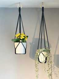 Black Adjustable Macrame Plant Hanger No Tassel Indoor, Hanging Planter, Indoor Wall