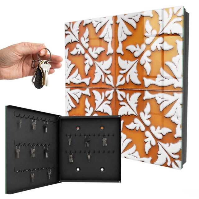 Plant Motif Key Cabinet For Home, Orange Box Classic Backgrounds & Patterns, Lovers Of Elegant Designs - image 1