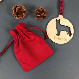 Personalised Dog Christmas Bauble. Tree Pet Decoration. Festive Tartan Decoration - thumbnail 3