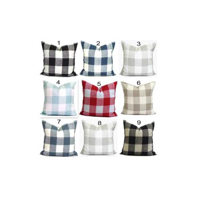 Farmhouse Pillow Cover Sale, Plaid Covers, Buffalo Check Covers For 20x20 Pillow, 18x18 16x16 All Sizes Euro - image 1