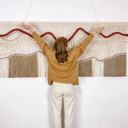 Geometric Wall Art, Macrame Wall Hanging Large, Large Tapestry, Dorm Headboard, Bohemian Decor, Hanging Room Divider, Weaving - thumbnail 2