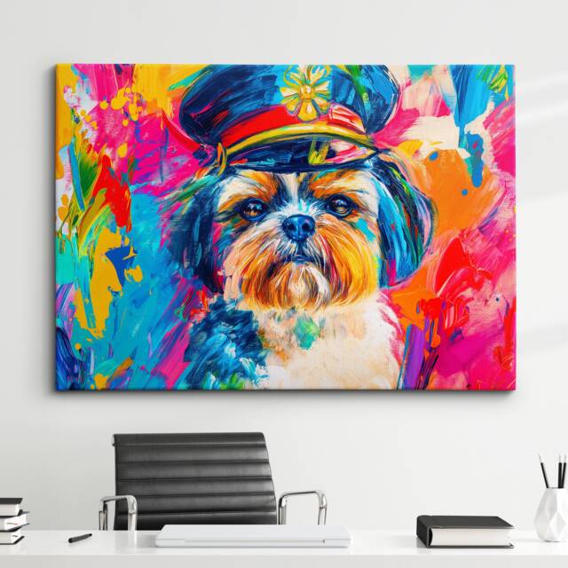 Shih Tzu Rainbow Animal Pet Art Abstract Oil Painting Framed Poster Print & Canvas Wall Decor Bedroom Home Interior Gift - image 1
