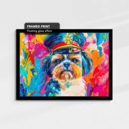 Shih Tzu Rainbow Animal Pet Art Abstract Oil Painting Framed Poster Print & Canvas Wall Decor Bedroom Home Interior Gift - thumbnail 2