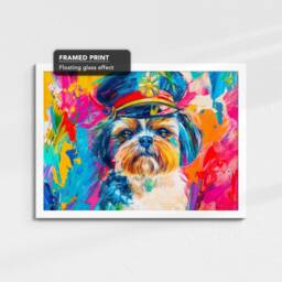 Shih Tzu Rainbow Animal Pet Art Abstract Oil Painting Framed Poster Print & Canvas Wall Decor Bedroom Home Interior Gift - thumbnail 3