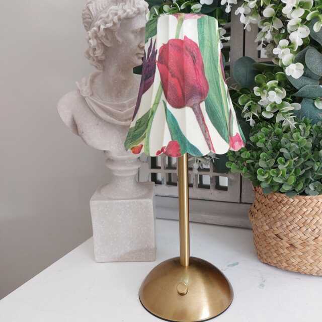 Cordless Touch Lamp. Beautiful Emma Bridgewater Inspired Tulips Usb Rechargeable Wireless Four Stand Colours Available - image 1