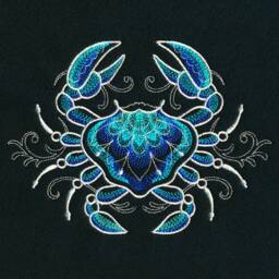 Coastal Cushion Cover, Teal, Blue, Turquoise & White Embroidered Crab Shell Linen Throw Pillow Home Decor - thumbnail 2