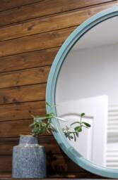 Modern Round Mirror For Bathroom, Large Circle Mirror, Wood Frame Vanity Scandinavian Wall Living Room, Bedroom Wooden