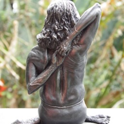 Yogi. Male Yogi in Cow Faced Posture. Sculpture. Gomukasana - thumbnail 4