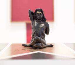 Yogi. Male Yogi in Cow Faced Posture. Sculpture. Gomukasana - thumbnail 1