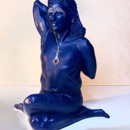 Yogi. Male Yogi in Cow Faced Posture. Sculpture. Gomukasana - thumbnail 3