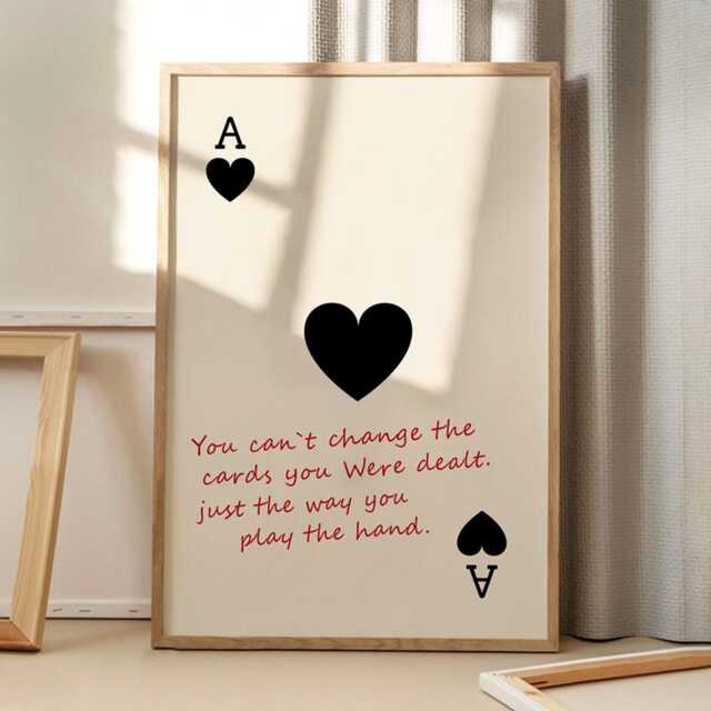 You Can't Change The Cards Playing Quote Art Canvas Poster, Trendy Wall Art, Apartment Aesthetic Decor, Retro Home Printed Gift - image 1