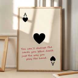 You Can't Change The Cards Playing Quote Art Canvas Poster, Trendy Wall Art, Apartment Aesthetic Decor, Retro Home Printed Gift - thumbnail 1