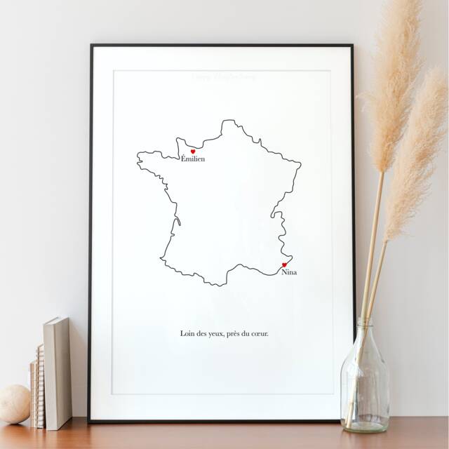 Personalized Illustration First Name + Place PDF, A5, A4, A3 - Couple, Family, Friends, Gift, Wedding, Pregnancy, Distance - image 1