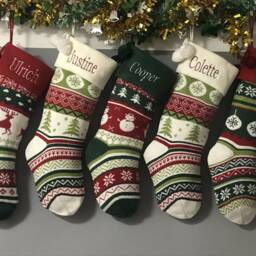 Personalized Large Knitting Stockings Monogrammed Christmas Holidays Decoration Stockings-Gift Collection Bag Ornament - thumbnail 2