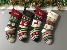 Personalized Large Knitting Stockings Monogrammed Christmas Holidays Decoration Stockings-Gift Collection Bag Ornament