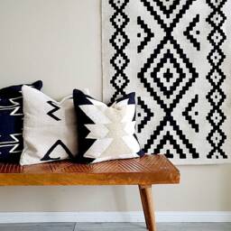 Black Throw Pillow, Cotton Throw Pillow Case, Decorative Black Boho Lumbar, 18x18 20x20 22x22 24x24 - thumbnail 3