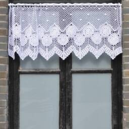 Hand Crochet Lace Kitchen Cafe Window Curtain Valance French Country Farmhouse Custom Made Rustic Tier - thumbnail 2