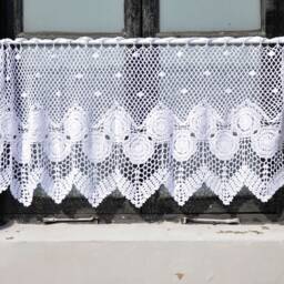 Hand Crochet Lace Kitchen Cafe Window Curtain Valance French Country Farmhouse Custom Made Rustic Tier - thumbnail 4