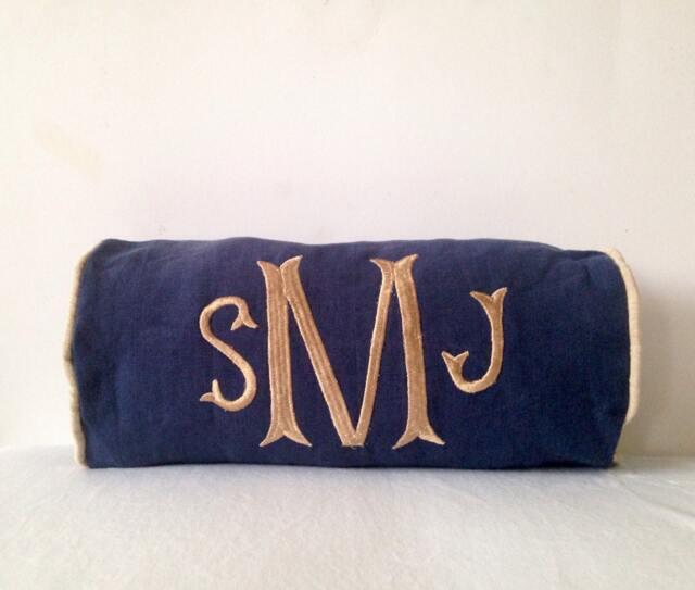 Monogram Pillow Bolster Pillowcase, Monogrammed Round Cover, Home Decor For Kids Room - image 1