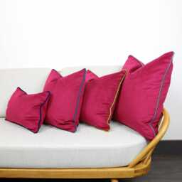 Deep Cerise Pink Velvet Scatter Cushion Covers With Contrasting Piping in Luxury Plush Velvet. Blue/Orange/Green/Teal/Mustard Throw Pillows