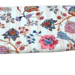 Kantha Quilt Gudri, Handmade Ethnic Stitch Decorative Gudri Print Twin Size , Indian Bohemian Bedspread - thumbnail 3