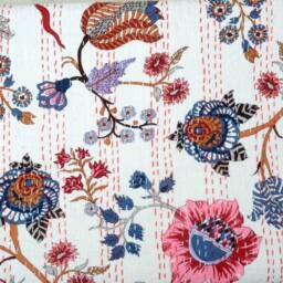 Kantha Quilt Gudri, Handmade Ethnic Stitch Decorative Gudri Print Twin Size , Indian Bohemian Bedspread - thumbnail 4
