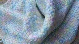 Baby Blanket - Hand Woven Extra Small, Itty Bitty Pastel Rainbow, Shades Of Pink, Yellow, Green, Blue, White in Continuous Weave, Fringe