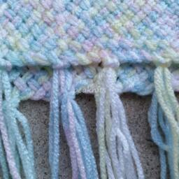 Baby Blanket - Hand Woven Extra Small, Itty Bitty Pastel Rainbow, Shades Of Pink, Yellow, Green, Blue, White in Continuous Weave, Fringe - thumbnail 2