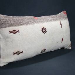 "Kilim Pillow, Wool Kilim Cousin From Anatolia , 30x60 cm, 12""x24" - thumbnail 2