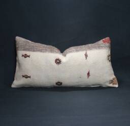 "Kilim Pillow, Wool Kilim Cousin From Anatolia , 30x60 cm, 12""x24" - thumbnail 1