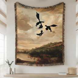 Fourths Wings Woven Blanket, Dark Academia Dragons Fantasy Bookish Book Lover Gift - thumbnail 1