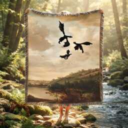 Fourths Wings Woven Blanket, Dark Academia Dragons Fantasy Bookish Book Lover Gift - thumbnail 2