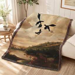 Fourths Wings Woven Blanket, Dark Academia Dragons Fantasy Bookish Book Lover Gift - thumbnail 3