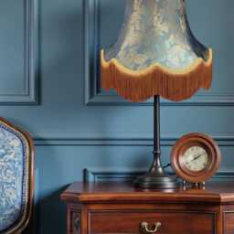 Blue Paisley Print Lampshade Handmade in The UK For Table & Floor Standard Lamp Shades, Ceiling Light Pendants, Candle Clip On Wall Lights - thumbnail 3