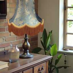 Blue Paisley Print Lampshade Handmade in The UK For Table & Floor Standard Lamp Shades, Ceiling Light Pendants, Candle Clip On Wall Lights - thumbnail 2