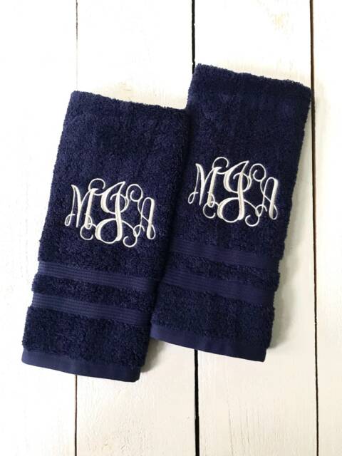 Embroidered Monogram Hand Towel Vine Monogram Single New Home Personalized Gift Seasonal Bathroom Decor Custom College Gear - image 1