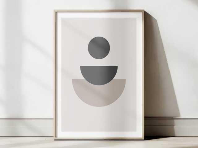 Geometric Shapes Wall Art Print - Modern Mid Century, Abstract Home Decor Poster - image 1