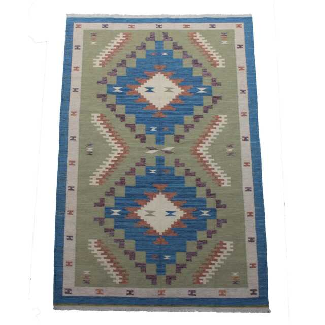 Handwoven Swedish Kilim Rug Scandinavian Flatweave, Wool & Cotton - image 1