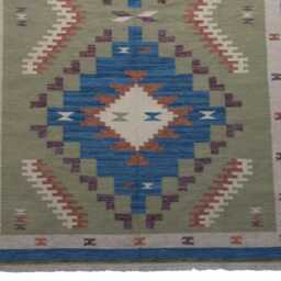 Handwoven Swedish Kilim Rug Scandinavian Flatweave, Wool & Cotton - thumbnail 2