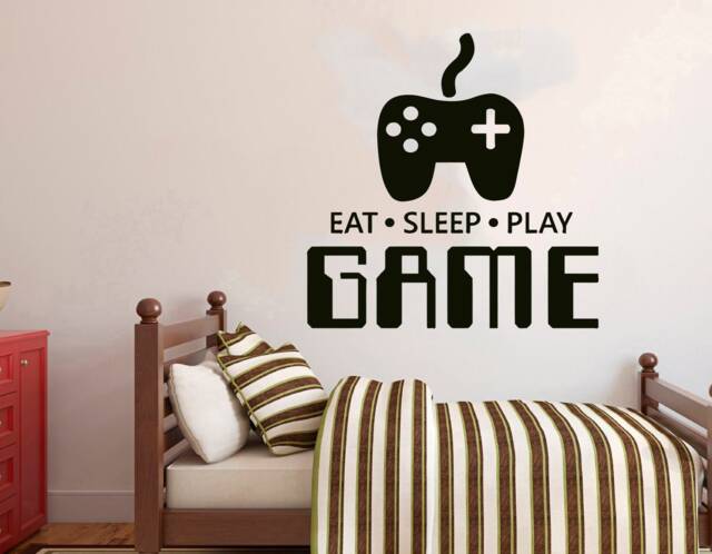 Gamer Wall Decal Controller, Eat Sleep Game, Gaming Room Decor 2912 - image 1
