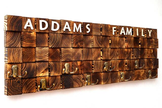 Personalized Wood Mosaic Wall Hanger Entryway Decor - image 1