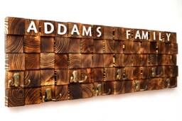 Personalized Wood Mosaic Wall Hanger Entryway Decor - thumbnail 1
