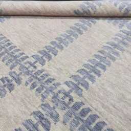 Hand Knotted Wool Oushak Rug, Classic Blue Muted Area Rug - thumbnail 3