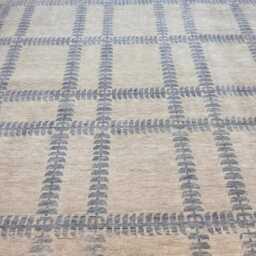 Hand Knotted Wool Oushak Rug, Classic Blue Muted Area Rug - thumbnail 4