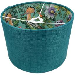 Tropical Bird Lampshade For Ceiling & Table Lamps, Teal, Black Or Pink Linen Drum Light Shade - thumbnail 3